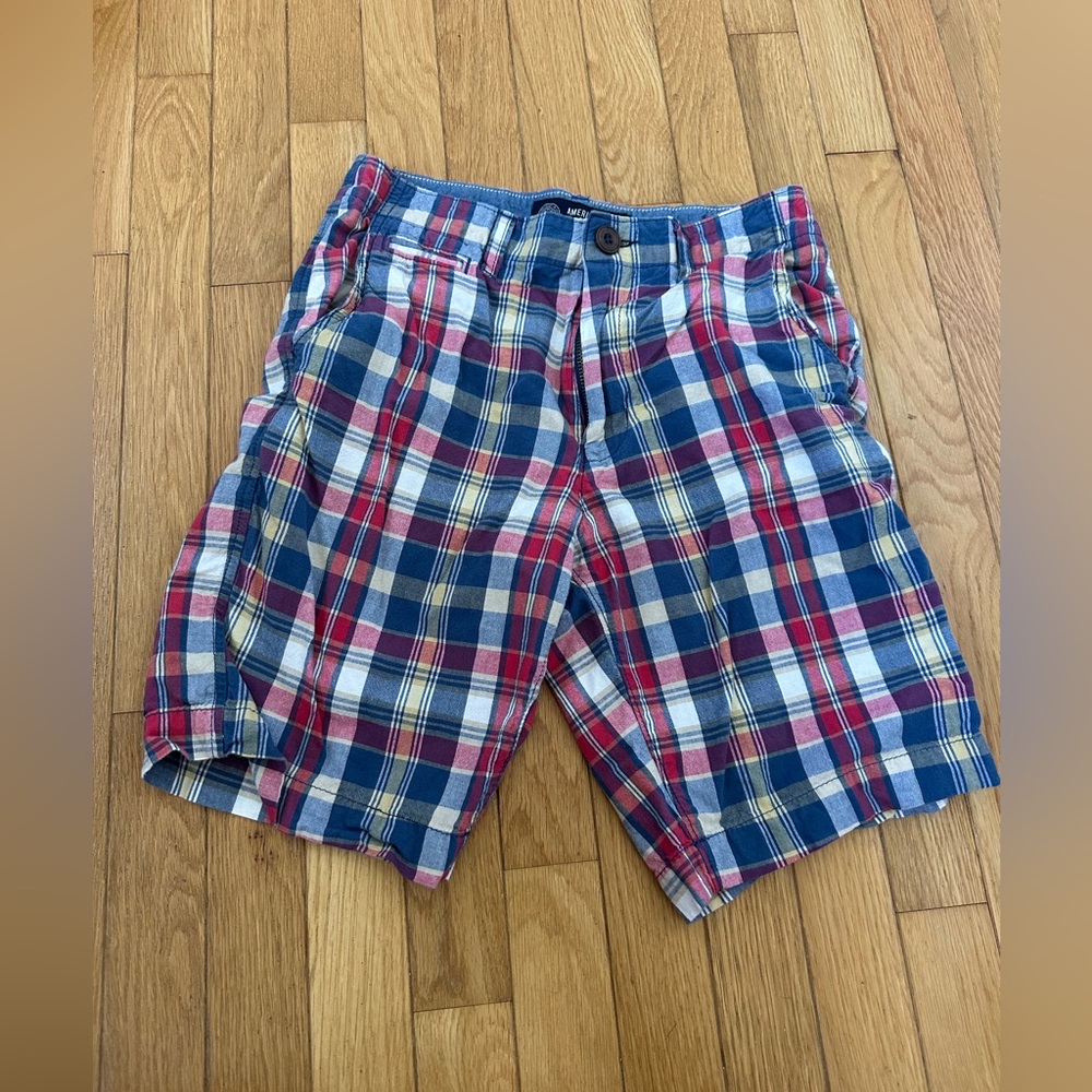 American Eagle Outfitters Men’s Plaid Shorts - Red, Blue, White Size 26